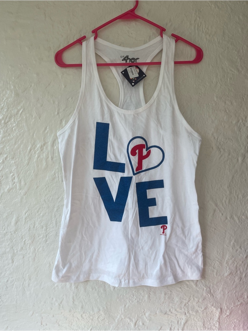 NWT Philadelphia Phillies baseball white racerback style tank top Size L